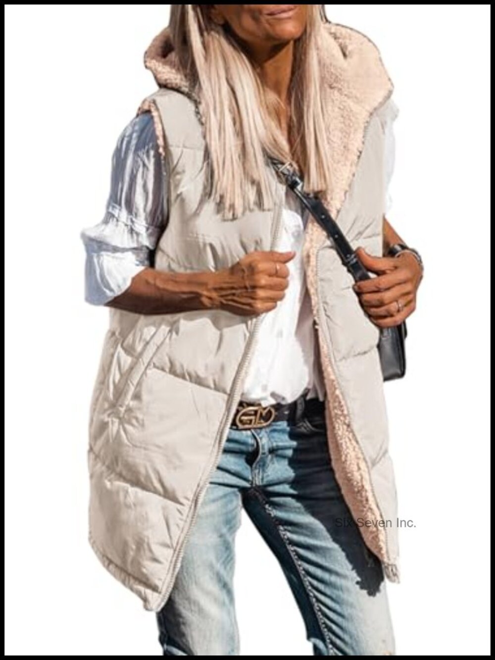 PRETTYGARDEN Women's Reversible Fleece Long Vest Hooded Zip Up Sleeveless